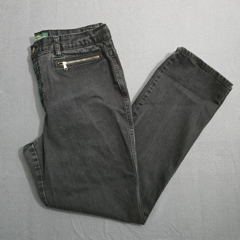 LRL Lauren Jeans Co. Ralph Lauren Jeans Women 14 Black Straight Leg Bareback